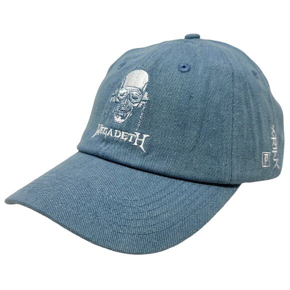 Primitive Skate Men's X Megadeth Vic Strapback Hat Cap in Denim - Picture 1 of 5